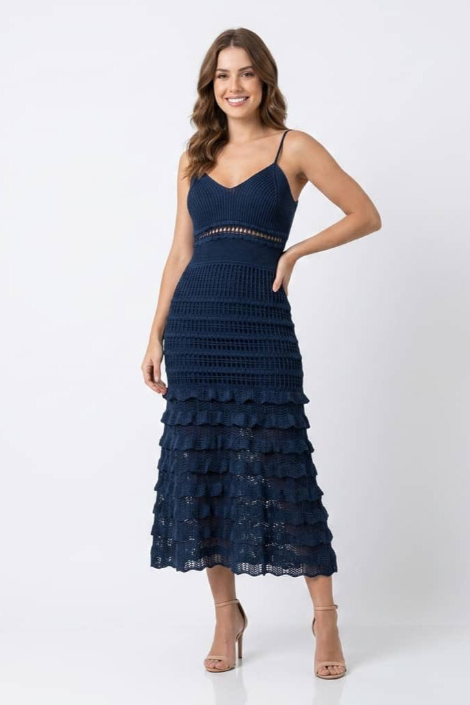 Roberta Dark Blue Midi Dress