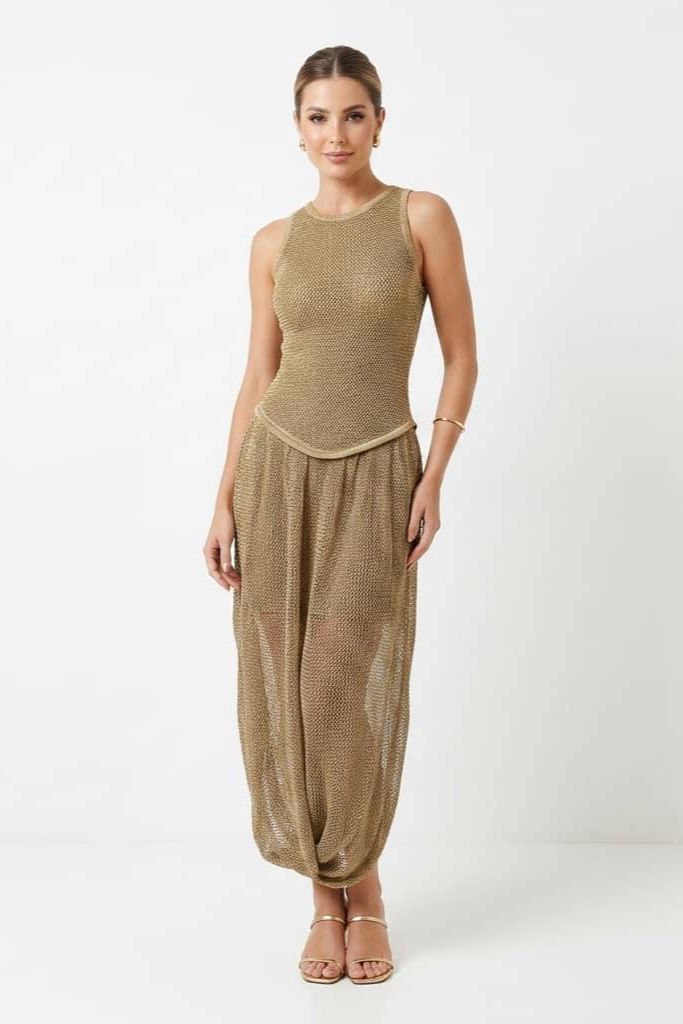 Atenea Gold Maxi Dress