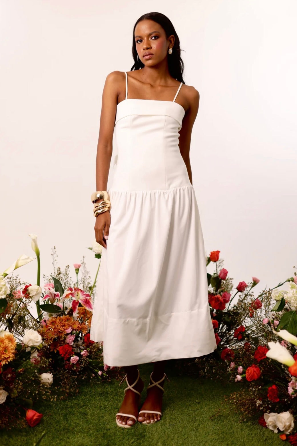 Silky White Midi Dress