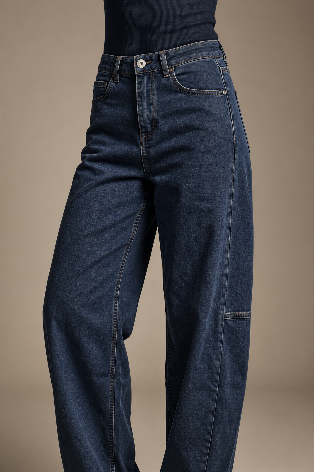 Monroe blue barrel leg pants by TYNA Collection
