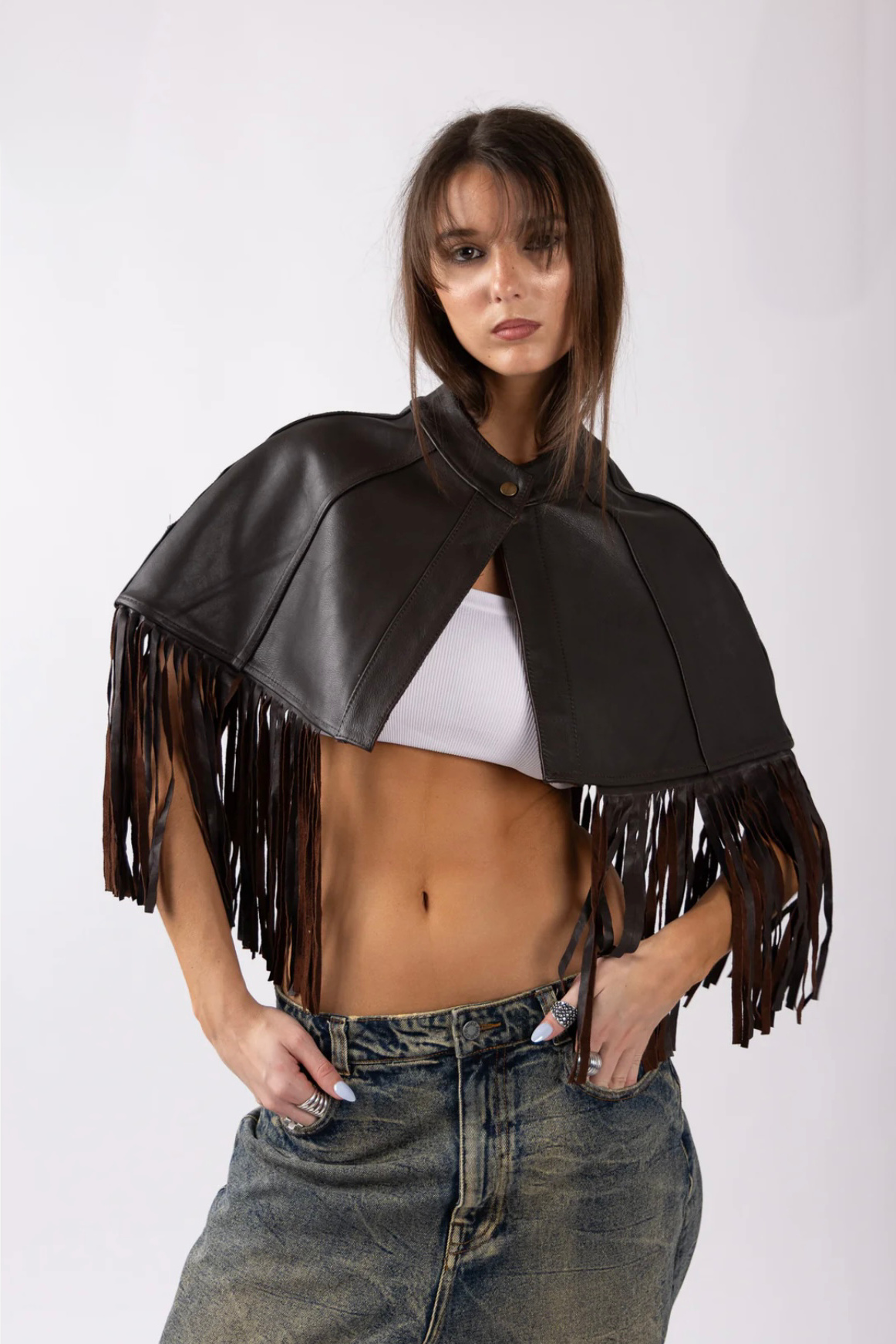 Andes Black Fringe Cape