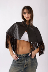 Andes Black Fringe Cape