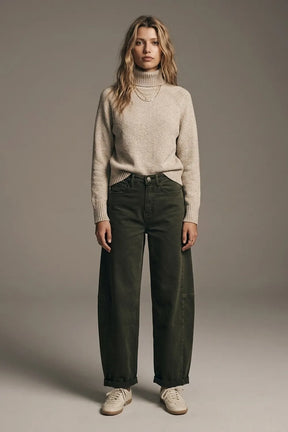 Monroe green barrel leg pants by TYNA Collection
