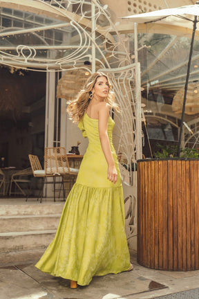 Patrizia Maxi Satin Green Dress